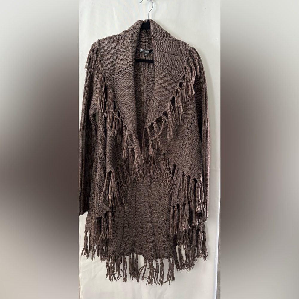 Wool blend Fringed Sweater. Ladies size large